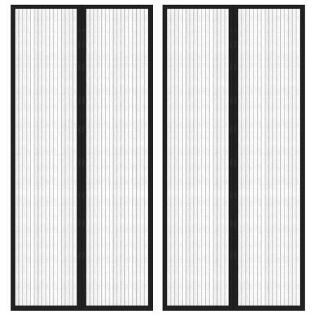 vidaXL Fliegengitter-Türvorhänge 2 Stk. Magnet Schwarz 210x90 cm
