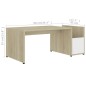 vidaXL Couchtisch Weiß Sonoma-Eiche 90x45x35 cm Holzwerkstoff vidaXL Couchtisch Weiß Sonoma-Eiche 90x45x35 cm Holzwerkstoff