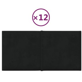 vidaXL Wandpaneele 12 Stk. Schwarz 30x15 cm Samt 0,54 m²