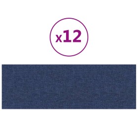 vidaXL Wandpaneele 12 Stk. Blau 90x30 cm Stoff 3,24 m²