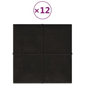 vidaXL Wandpaneele 12 Stk. Schwarz 30x30 cm Samt 1,08 m²