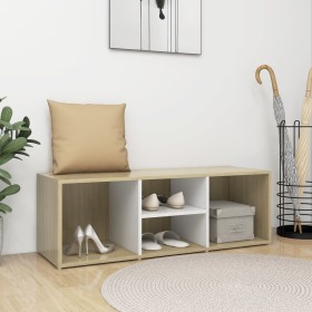 vidaXL Schuhbank Weiß und Sonoma-Eiche 105x35x35 cm Holzwerkstoff