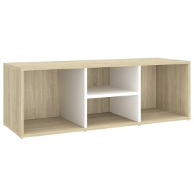 vidaXL Schuhbank Weiß und Sonoma-Eiche 105x35x35 cm Holzwerkstoff