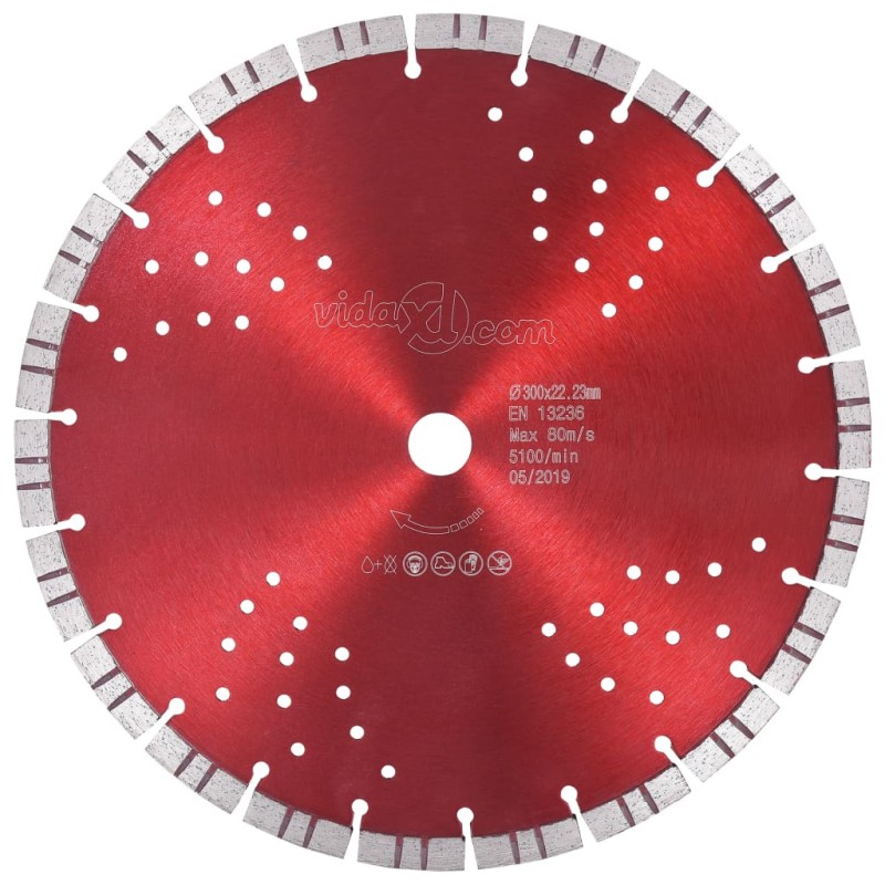 vidaXL Diamant-Trennscheibe mit Turbo und Löchern Stahl 300 mm vidaXL Diamant-Trennscheibe mit Turbo und Löchern Stahl 300 mm