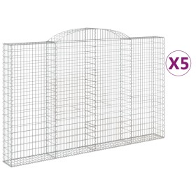 vidaXL Gabionen mit Hochbogen 5 Stk. 300x30x180/200cm Verzinktes Eisen