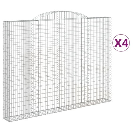 vidaXL Gabionen mit Hochbogen 4 Stk. 300x30x220/240cm Verzinktes Eisen