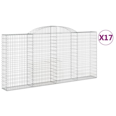 vidaXL Gabionen mit Hochbogen 17 Stk 300x30x140/160cm Verzinktes Eisen