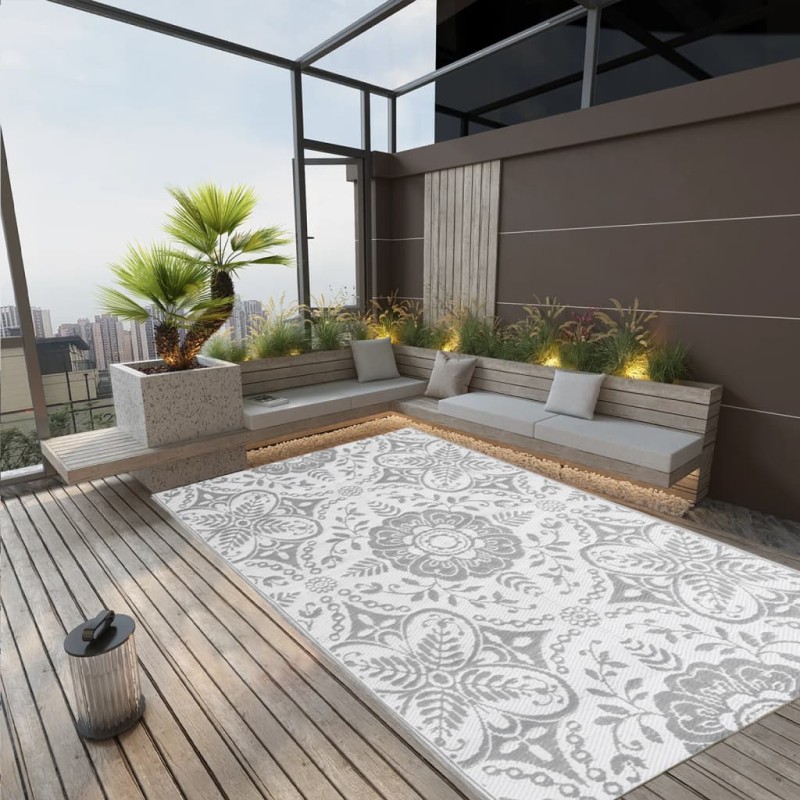 vidaXL Outdoor-Teppich Hellgrau 140x200 cm PP vidaXL Outdoor-Teppich Hellgrau 140x200 cm PP