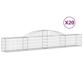 vidaXL Gabionen mit Hochbogen 20 Stk. 300x30x40/60 cm Verzinktes Eisen