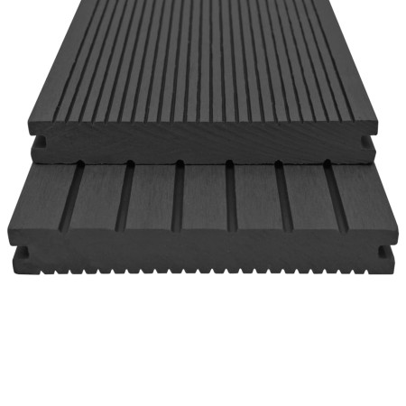 vidaXL WPC Massive Terrassendielen mit Zubehör 26 m² 2,2 m Schwarz