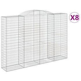 vidaXL Gabionen mit Hochbogen 8 Stk. 300x50x200/220cm Verzinktes Eisen