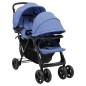 vidaXL Tandem-Zwillingskinderwagen Marineblau Stahl vidaXL Tandem-Zwillingskinderwagen Marineblau Stahl