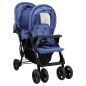 vidaXL Tandem-Zwillingskinderwagen Marineblau Stahl vidaXL Tandem-Zwillingskinderwagen Marineblau Stahl