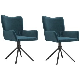 vidaXL Esszimmerstühle 2 Stk. Drehbar Blau Samt