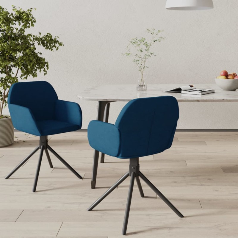 vidaXL Esszimmerstühle 2 Stk. Drehbar Blau Samt vidaXL Esszimmerstühle 2 Stk. Drehbar Blau Samt