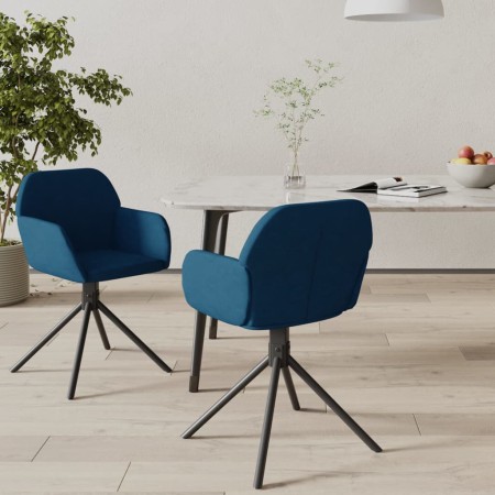 vidaXL Esszimmerstühle 2 Stk. Drehbar Blau Samt