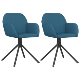 vidaXL Esszimmerstühle 2 Stk. Drehbar Blau Samt