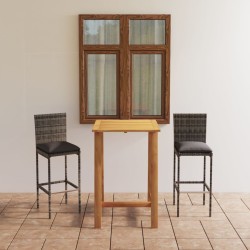 3-tlg. Gartenbar-Set mit Kissen Grau