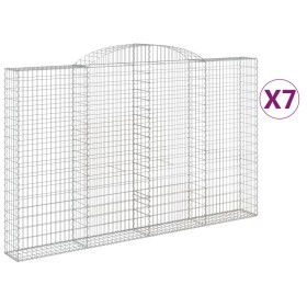 vidaXL Gabionen mit Hochbogen 7 Stk. 300x30x180/200cm Verzinktes Eisen