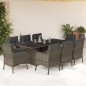 vidaXL 9-tlg. Garten-Essgruppe mit Kissen Grau Poly Rattan vidaXL 9-tlg. Garten-Essgruppe mit Kissen Grau Poly Rattan