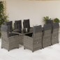 vidaXL 9-tlg. Garten-Essgruppe mit Kissen Grau Poly Rattan vidaXL 9-tlg. Garten-Essgruppe mit Kissen Grau Poly Rattan