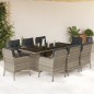 vidaXL 9-tlg. Garten-Essgruppe mit Kissen Hellgrau Poly Rattan vidaXL 9-tlg. Garten-Essgruppe mit Kissen Hellgrau Poly Rattan