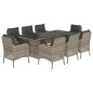 vidaXL 9-tlg. Garten-Essgruppe mit Kissen Hellgrau Poly Rattan vidaXL 9-tlg. Garten-Essgruppe mit Kissen Hellgrau Poly Rattan