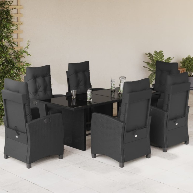 vidaXL 7-tlg. Garten-Essgruppe mit Kissen Schwarz Poly Rattan vidaXL 7-tlg. Garten-Essgruppe mit Kissen Schwarz Poly Rattan