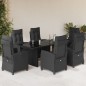 vidaXL 7-tlg. Garten-Essgruppe mit Kissen Schwarz Poly Rattan vidaXL 7-tlg. Garten-Essgruppe mit Kissen Schwarz Poly Rattan
