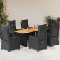 vidaXL 7-tlg. Garten-Essgruppe mit Kissen Schwarz Poly Rattan vidaXL 7-tlg. Garten-Essgruppe mit Kissen Schwarz Poly Rattan