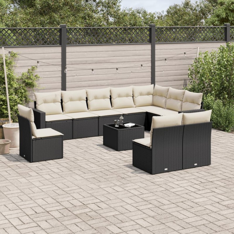vidaXL 11-tlg. Garten-Sofagarnitur mit Kissen Schwarz Poly Rattan vidaXL 11-tlg. Garten-Sofagarnitur mit Kissen Schwarz Poly Rattan