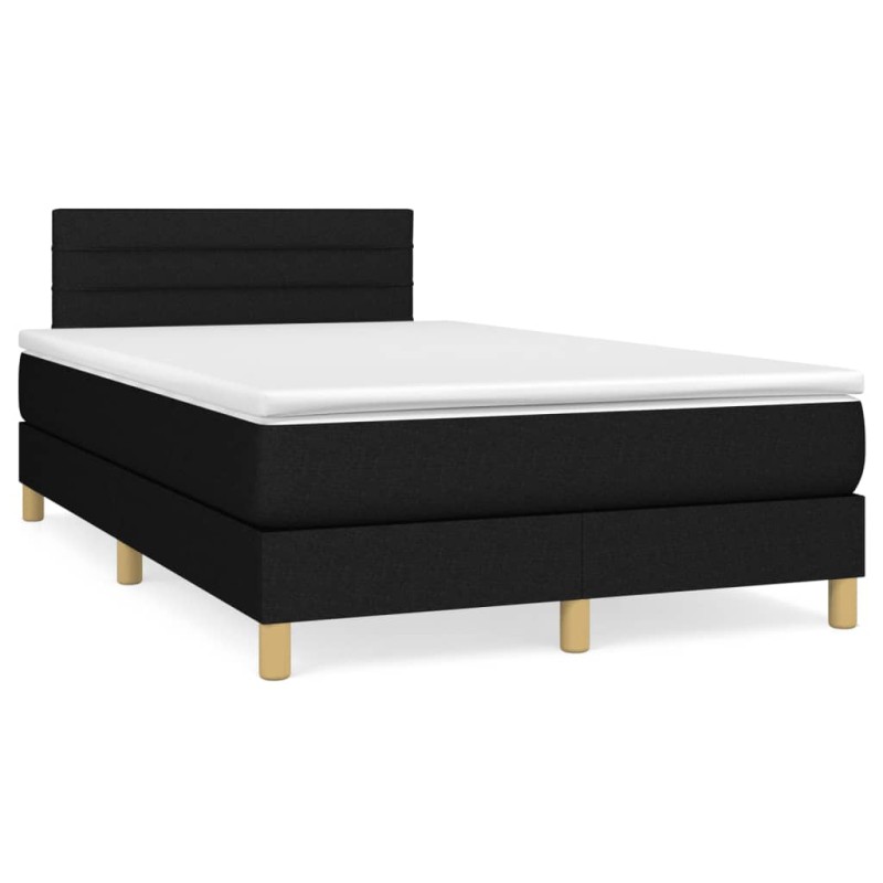 vidaXL Boxspringbett mit Matratze & LED Schwarz 120x190 cm Stoff vidaXL Boxspringbett mit Matratze & LED Schwarz 120x190 cm Stoff