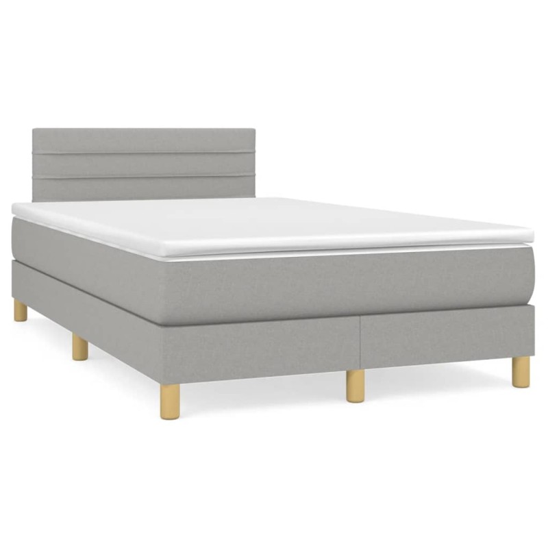 vidaXL Boxspringbett mit Matratze & LED Hellgrau 120x190 cm Stoff vidaXL Boxspringbett mit Matratze & LED Hellgrau 120x190 cm Stoff