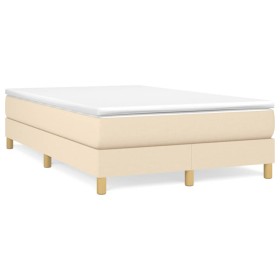 vidaXL Boxspringbett mit Matratze Creme 120x190 cm Stoff