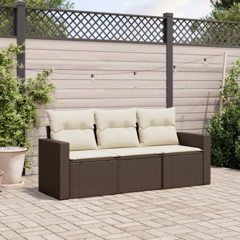 vidaXL 3-tlg. Garten-Sofagarnitur mit Kissen Braun Poly Rattan vidaXL 3-tlg. Garten-Sofagarnitur mit Kissen Braun Poly Rattan