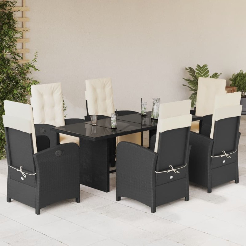 vidaXL 7-tlg. Garten-Essgruppe mit Kissen Schwarz Poly Rattan vidaXL 7-tlg. Garten-Essgruppe mit Kissen Schwarz Poly Rattan