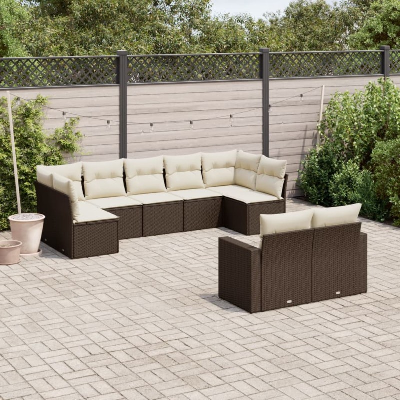 vidaXL 9-tlg. Garten-Sofagarnitur mit Kissen Braun Poly Rattan vidaXL 9-tlg. Garten-Sofagarnitur mit Kissen Braun Poly Rattan