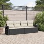 vidaXL 4-tlg. Garten-Sofagarnitur mit Kissen Schwarz Poly Rattan vidaXL 4-tlg. Garten-Sofagarnitur mit Kissen Schwarz Poly Rattan