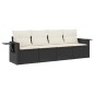 vidaXL 4-tlg. Garten-Sofagarnitur mit Kissen Schwarz Poly Rattan vidaXL 4-tlg. Garten-Sofagarnitur mit Kissen Schwarz Poly Rattan