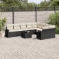 vidaXL 10-tlg. Garten-Sofagarnitur mit Kissen Schwarz Poly Rattan vidaXL 10-tlg. Garten-Sofagarnitur mit Kissen Schwarz Poly Rattan