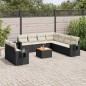 vidaXL 10-tlg. Garten-Sofagarnitur mit Kissen Schwarz Poly Rattan vidaXL 10-tlg. Garten-Sofagarnitur mit Kissen Schwarz Poly Rattan