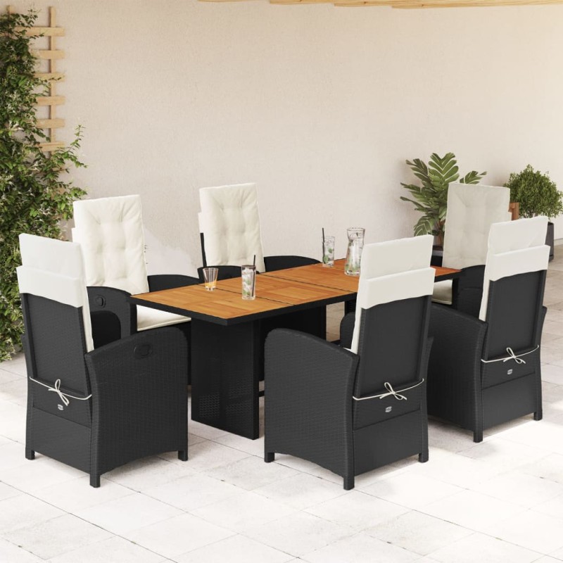 vidaXL 7-tlg. Garten-Essgruppe mit Kissen Schwarz Poly Rattan vidaXL 7-tlg. Garten-Essgruppe mit Kissen Schwarz Poly Rattan