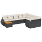 vidaXL 10-tlg. Garten-Sofagarnitur mit Kissen Schwarz Poly Rattan vidaXL 10-tlg. Garten-Sofagarnitur mit Kissen Schwarz Poly Rattan