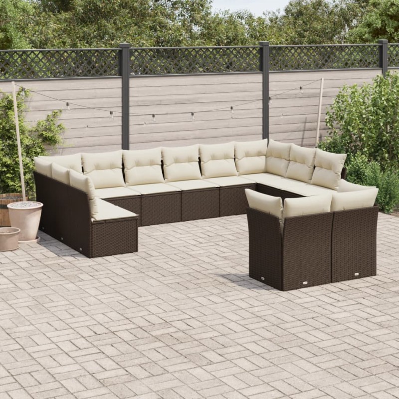 vidaXL 12-tlg. Garten-Sofagarnitur mit Kissen Braun Poly Rattan vidaXL 12-tlg. Garten-Sofagarnitur mit Kissen Braun Poly Rattan