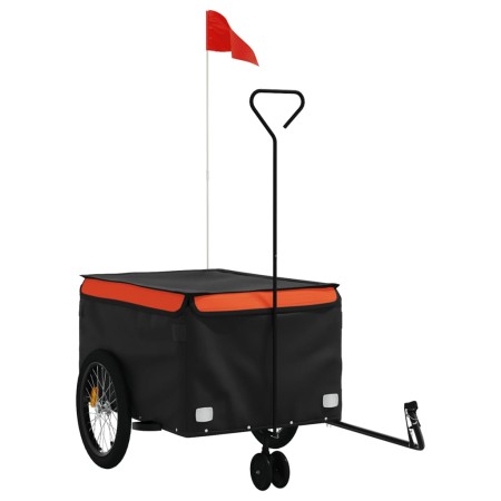 vidaXL Fahrradanhänger Schwarz und Orange 45 kg Eisen