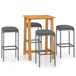 vidaXL 5-tlg. Gartenbar-Set mit Kissen Grau