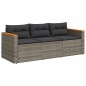 vidaXL Gartensofa mit Kissen 3-Sitzer Grau Poly Rattan vidaXL Gartensofa mit Kissen 3-Sitzer Grau Poly Rattan