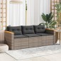 vidaXL Gartensofa mit Kissen 3-Sitzer Grau Poly Rattan vidaXL Gartensofa mit Kissen 3-Sitzer Grau Poly Rattan