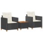vidaXL 3-tlg. Bistro-Set mit Kissen Schwarz Poly Rattan Akazienholz vidaXL 3-tlg. Bistro-Set mit Kissen Schwarz Poly Rattan Akazienholz