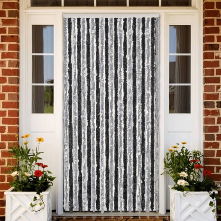 vidaXL Fliegenvorhang Grau und Schwarz 100x230 cm Chenille